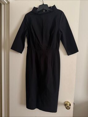 Muxxn Black Midi Dress with High Collar